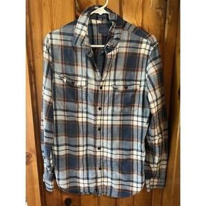 Lucky Casual  Plaid Flannel Button-Down Shirt‎ with Dual Front Pockets Size M